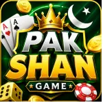 PAK SHAN Game featured image with a green and gold gaming theme, bold logo, crown, playing cards, poker chip, dice, and gold coins.