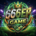 A vibrant green and gold 3D logo for '666EP GAME', featuring a crown and money, set against a glowing e-sports stadium background.