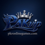 Regal blue and silver PAKvip logo with a crown on a dark background.